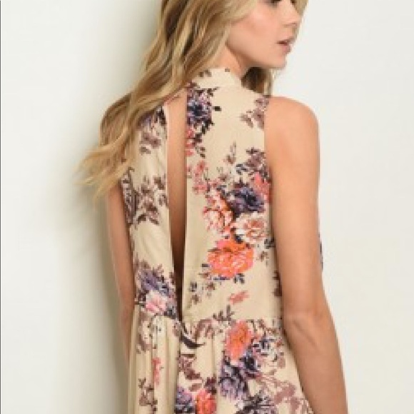 New Floral Plunging Halter Neck Romper (floral romper) - Picture 7 of 7